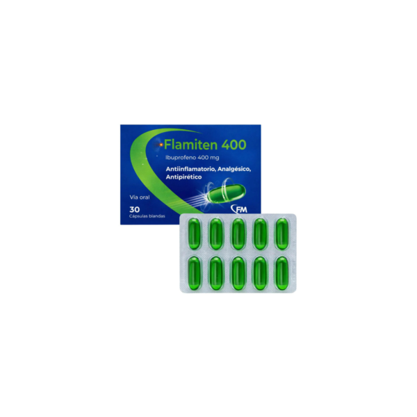 BAJO PEDIDO (15) FLAMITEN 400 GELCAPS CJA X 30 CAPS FARMEDICAL